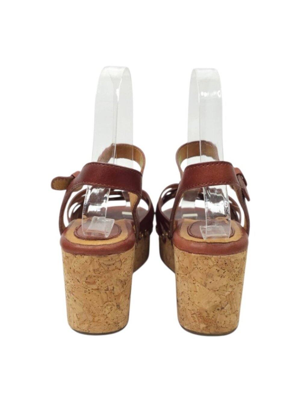Bussola Mansfield Mavis Cork Wedge Sandals Platform EU 37 US 6 Brown Leather - Picture 4 of 16
